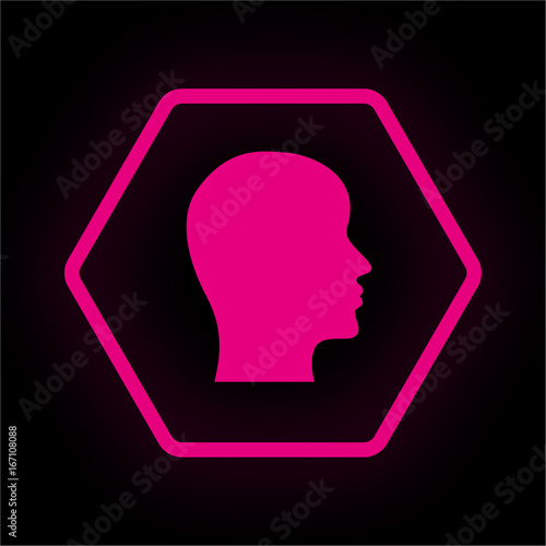 Neon Button Polygon - Kopf Profil