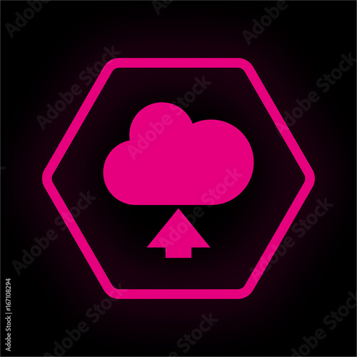 Neon Button Polygon - Wolke hochladen