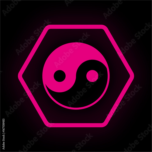 Neon Button Polygon - Yin-Yang