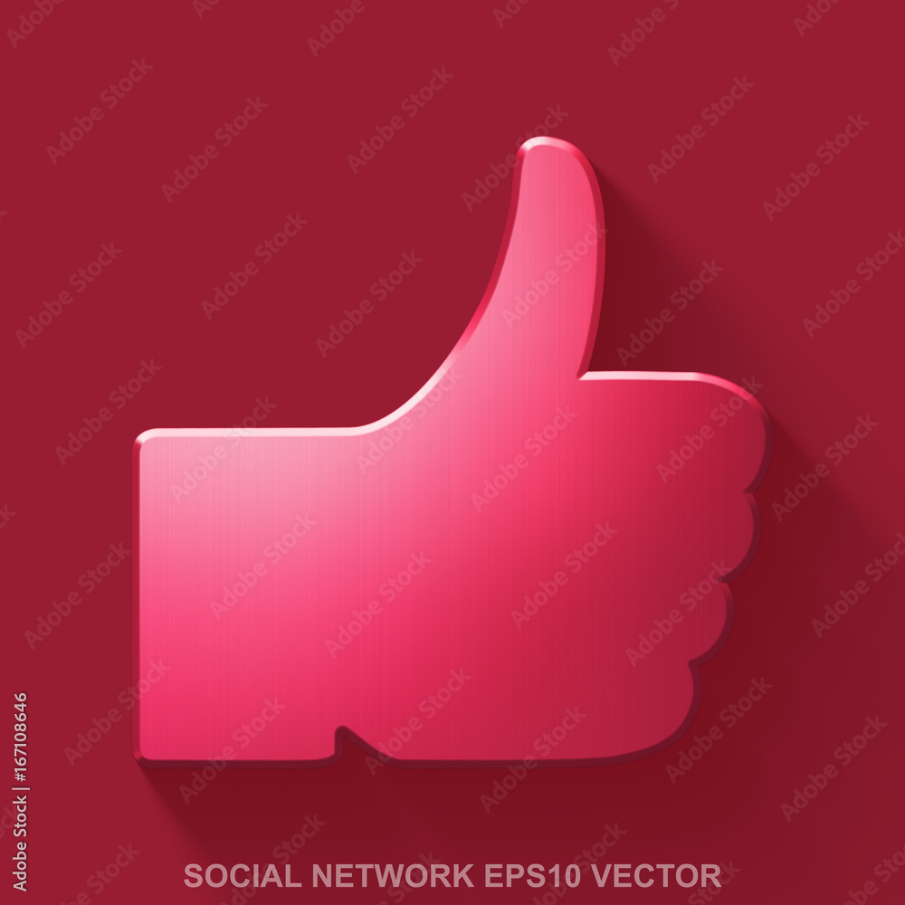 Flat metallic social media 3D icon. Red Glossy Metal Thumb Up on Red background. EPS 10, vector. Flat metallic social media 3D icon. Red Glossy Metal Thumb Up on Red background. EPS 10, vector.