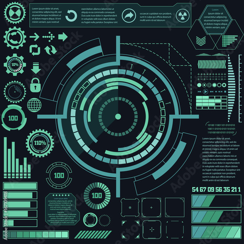Futuristic virtual graphic touch user interface elements. vector