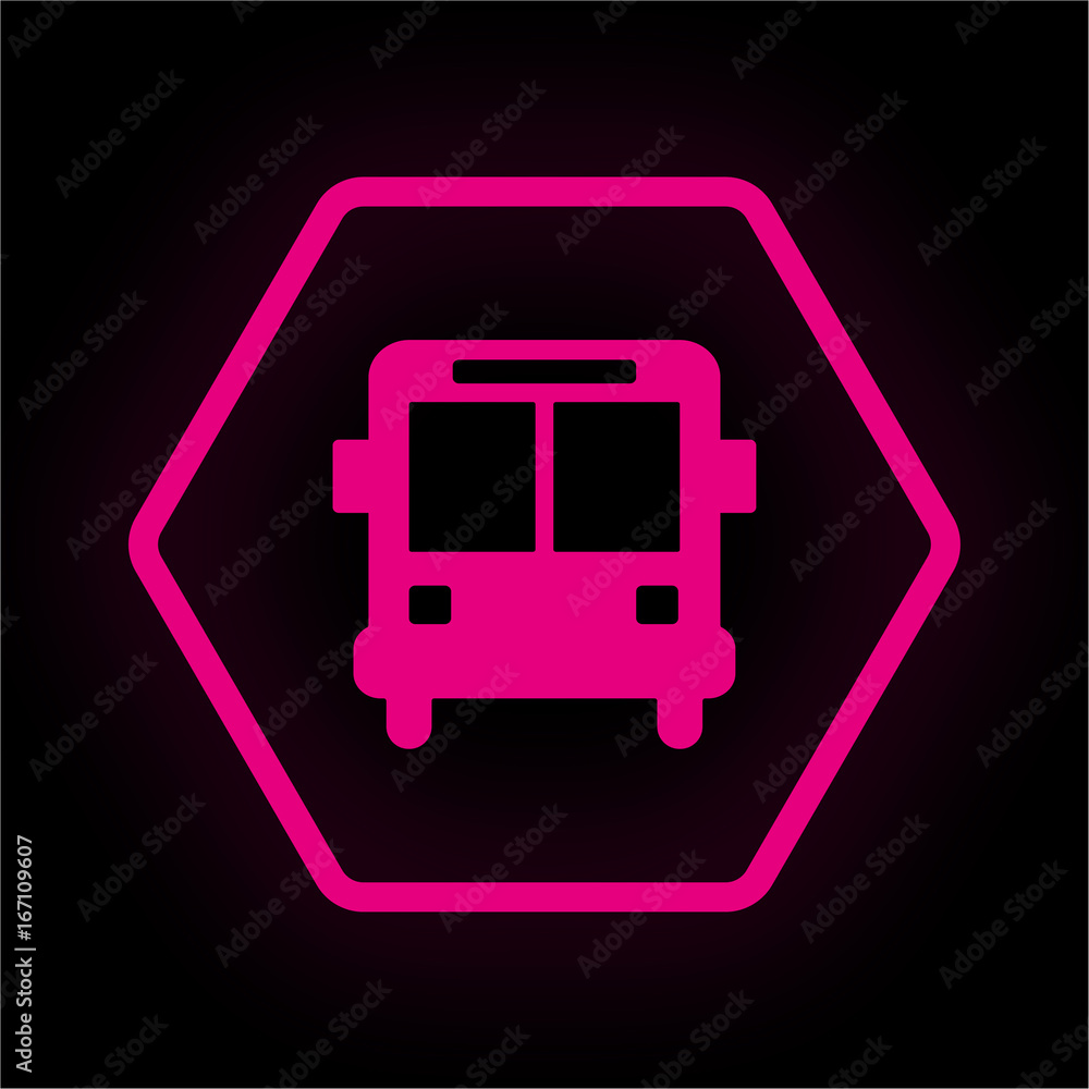 Neon Button Polygon - Bus Neon Button Polygon - Bus