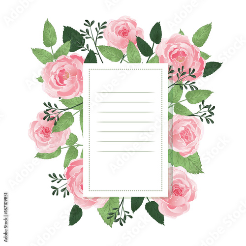 Vintage Baroque Frame with Blooming Roses.