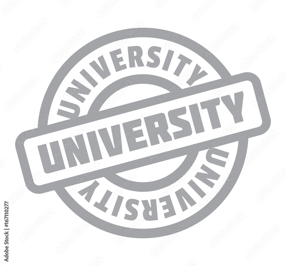 University rubber stamp. Grunge design with dust scratches. Effects can be easily removed for a clean, crisp look. Color is easily changed.