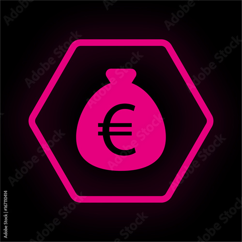 Neon Button Polygon - Geldsack Euro