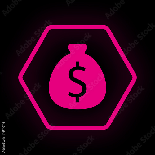Neon Button Polygon - Geldsack Dollar