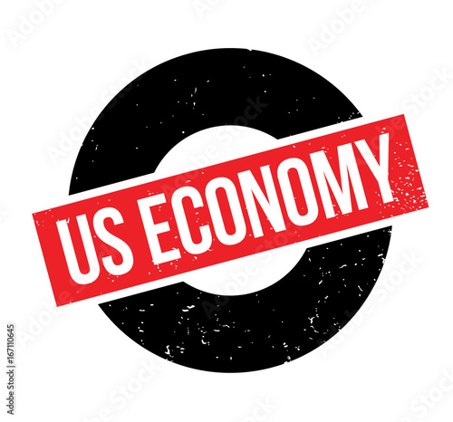 Us Economy rubber stamp. Grunge design with dust scratches. Effects can be easily removed for a clean, crisp look. Color is easily changed.