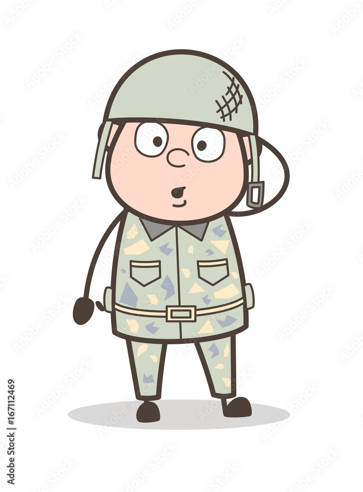 Cartoon Army Officer with Flushed Face Expression Vector Illustration Cartoon Army Officer with Flushed Face Expression Vector Illustration