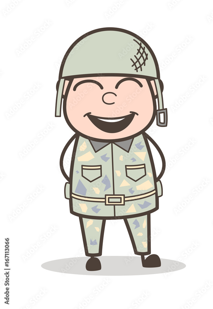 Cartoon Army Man Smiling Face with Open Mouth Vector Expression Cartoon Army Man Smiling Face with Open Mouth Vector Expression