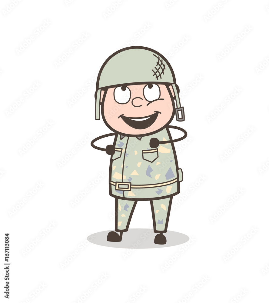 Cartoon Cute Joyful Army Man Vector Illustration Cartoon Cute Joyful Army Man Vector Illustration