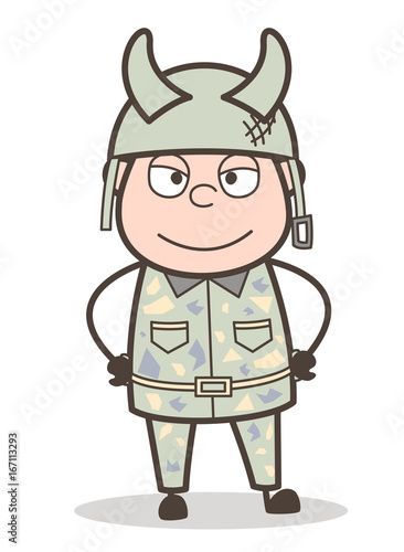 Cartoon Devil Army Guy Vector Illustration