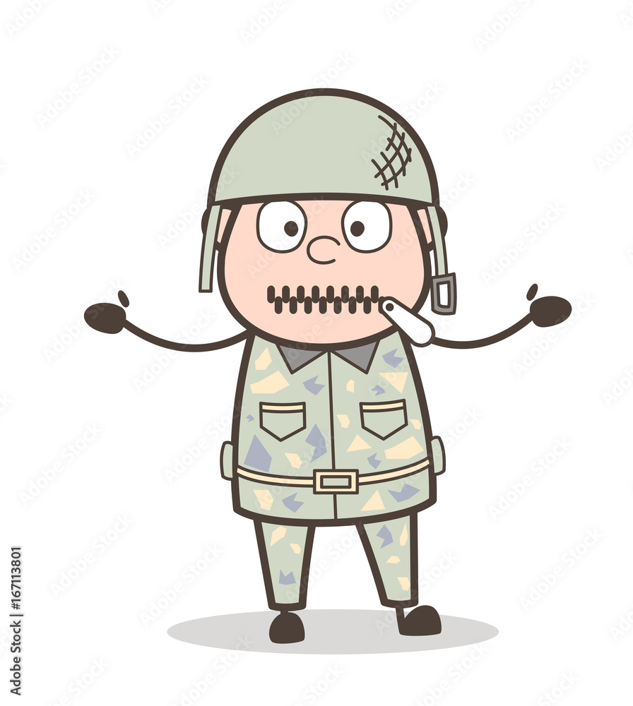 Cartoon Funny Army Man Laughing and Teasing Tongue Vector Illustration Cartoon Funny Army Man Laughing and Teasing Tongue Vector Illustration