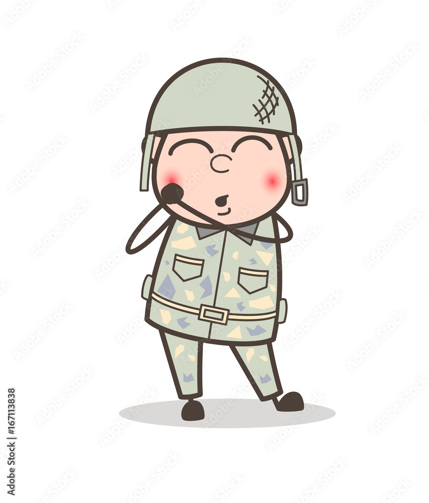 Cartoon Shy Army Man Blushing Face Vector Illustration Cartoon Shy Army Man Blushing Face Vector Illustration