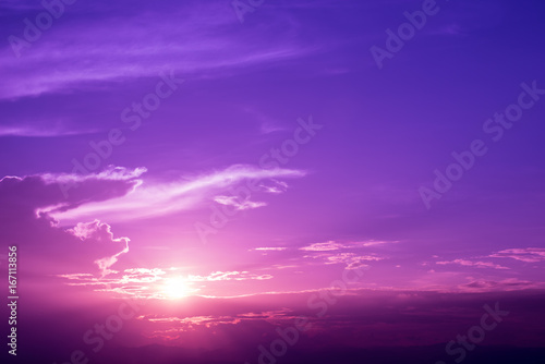 Purple sky of sunrise.