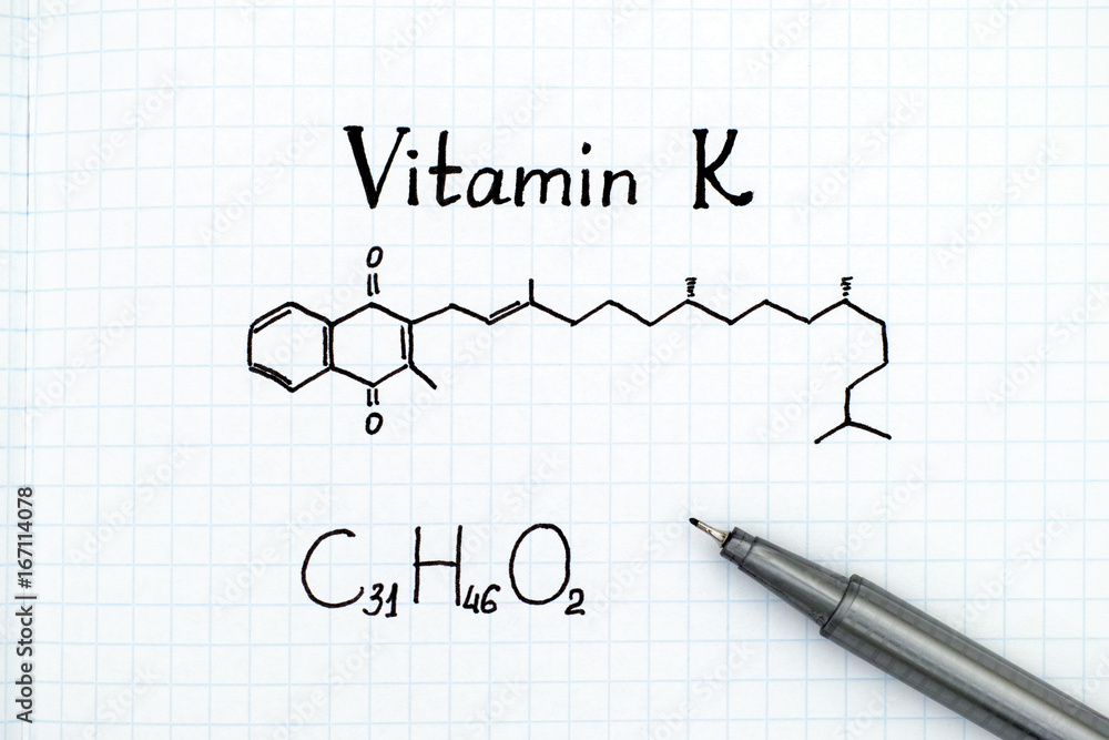 Chemical formula of Vitamin K with pen Chemical formula of Vitamin K with pen