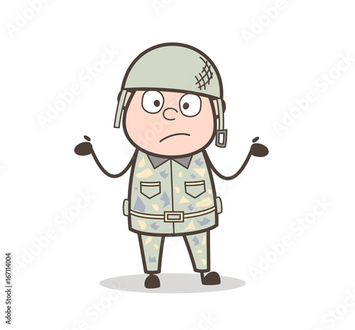 Cartoon Surprised Soldier Vector Character