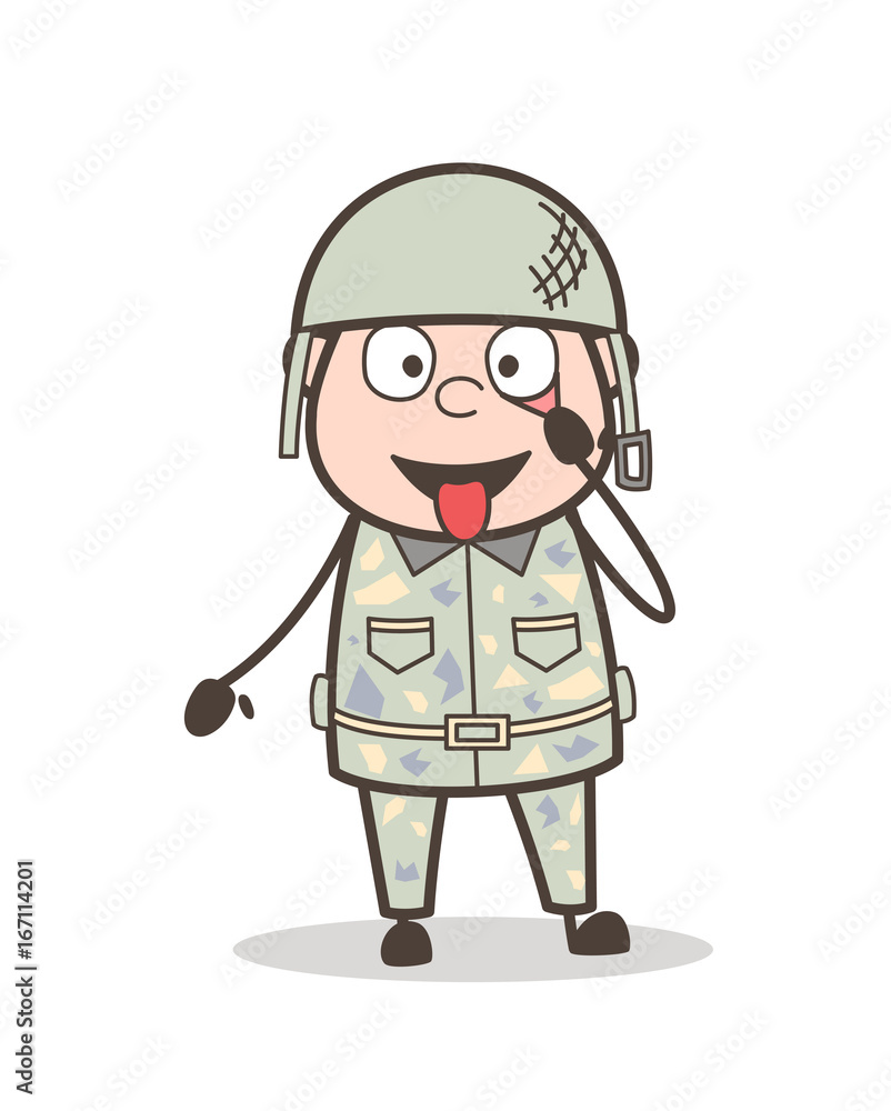 Cartoon Funny Army Man Making Face Vector Illustration Cartoon Funny Army Man Making Face Vector Illustration