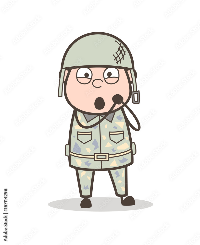 Cartoon Innocent Army Man Character Vector