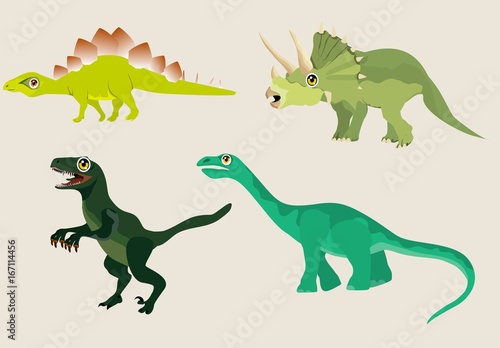 Fototapeta Naklejka Na Ścianę i Meble -  Vector cartoon characters of dinosaurs illustration