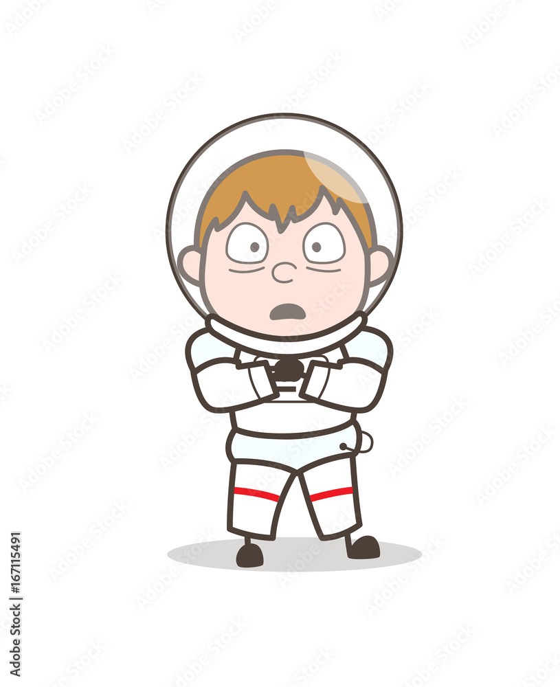 Cartoon Scared Spaceman Expression Vector Cartoon Scared Spaceman Expression Vector
