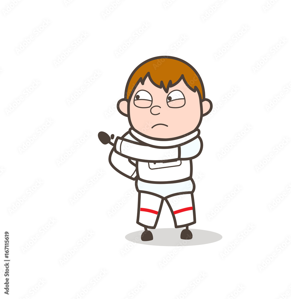 Cartoon Space Boy Frowning Face Expression Vector Illustration Cartoon Space Boy Frowning Face Expression Vector Illustration