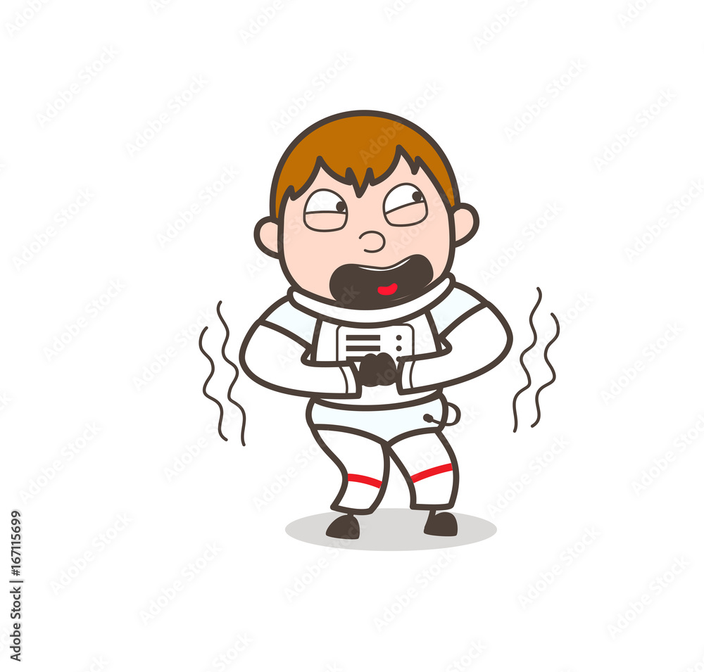 Scared Astronaut Shaking Vector Illustration Scared Astronaut Shaking Vector Illustration