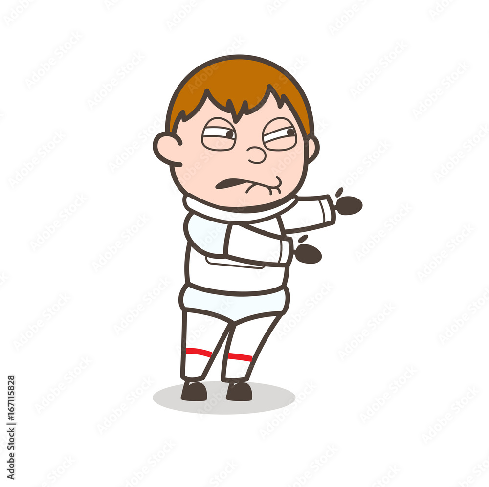 Cartoon Cosmonaut Pushing Expression Vector Illustration Cartoon Cosmonaut Pushing Expression Vector Illustration