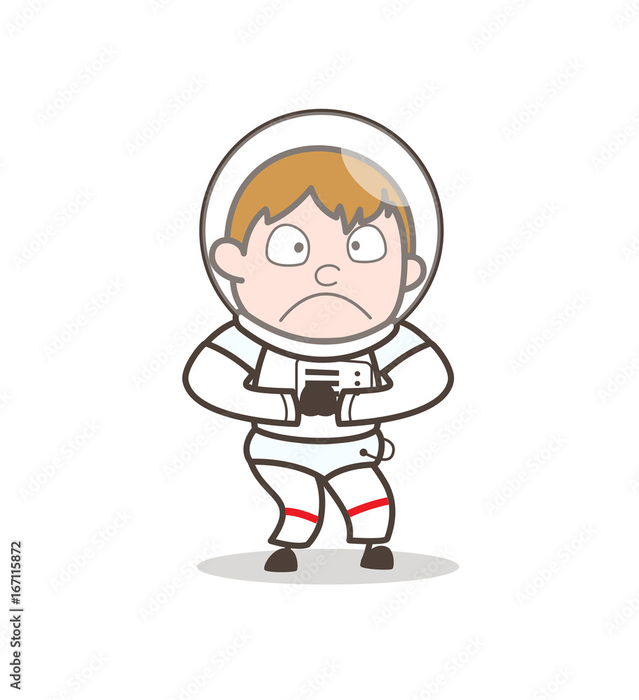 Cartoon Shocked Spaceman Face Expression Vector Illustration