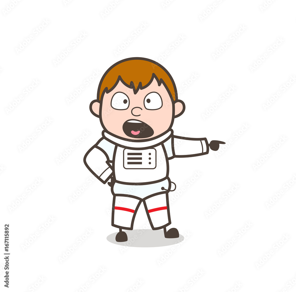 Cartoon Astronaut Very Rudely Giving an Order Vector Illustration
