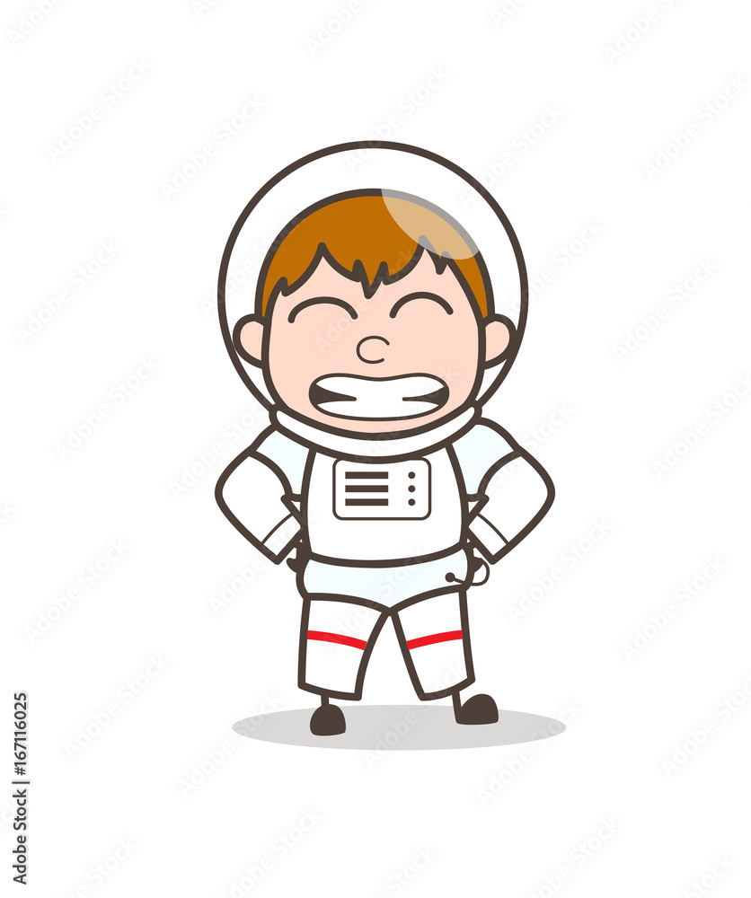 Cartoon Funny Cosmonaut Smiling Face Vector Illustration Cartoon Funny Cosmonaut Smiling Face Vector Illustration