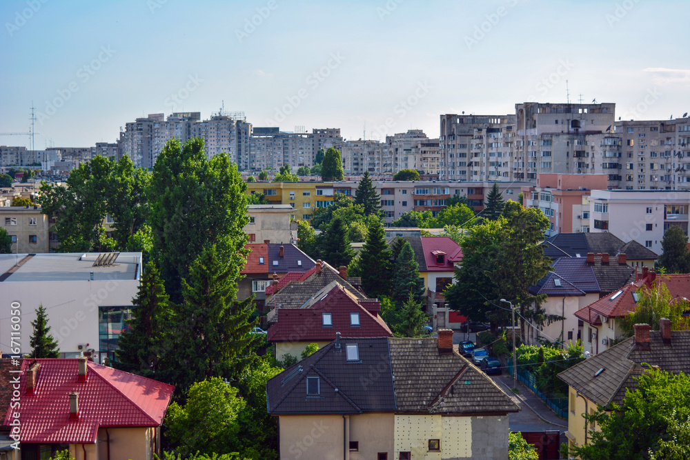The city of Bucharest seen from the top of a building. The city of Bucharest seen from the top of a building.