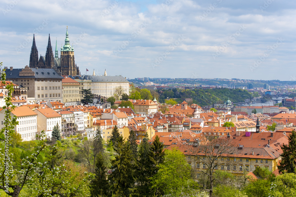 Amazing panoramic view to old town of Prague