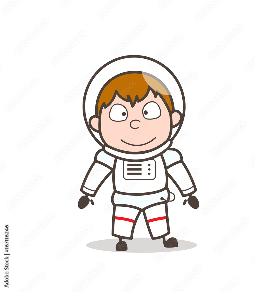 Cartoon Smiling Face of Spaceman Character