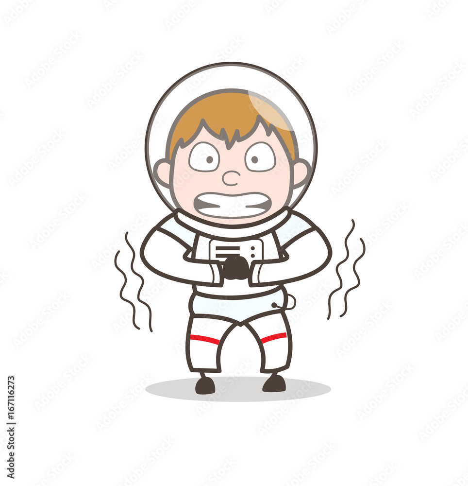 Cartoon Fearful Space Boy Face Expression Vector Illustration