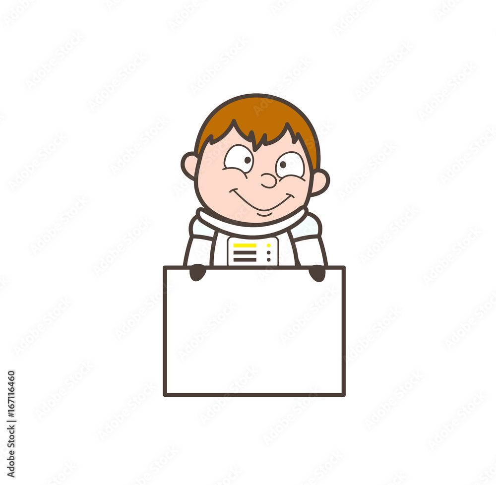 Cartoon Spaceman with Ad Banner Vector Illustration Cartoon Spaceman with Ad Banner Vector Illustration