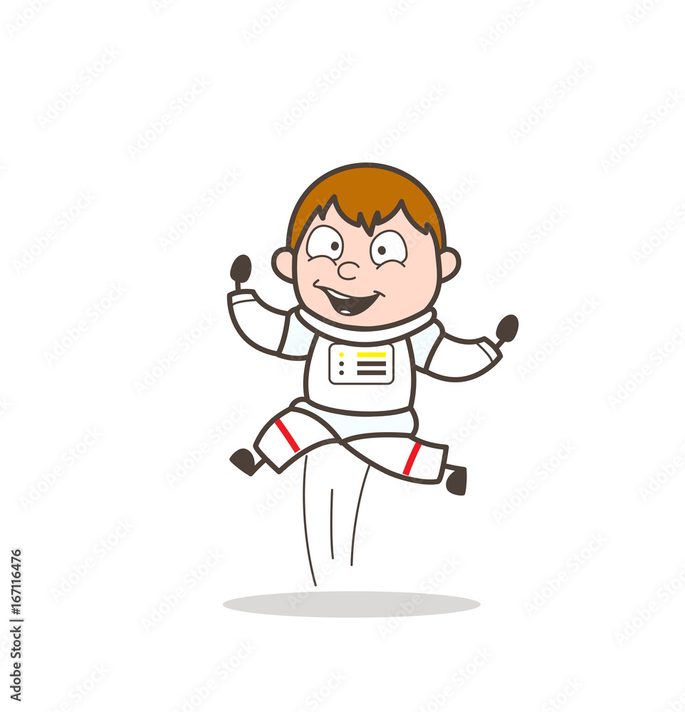 Cartoon Cheerful Spaceman Jumping in Excitement Vector Illustration Cartoon Cheerful Spaceman Jumping in Excitement Vector Illustration