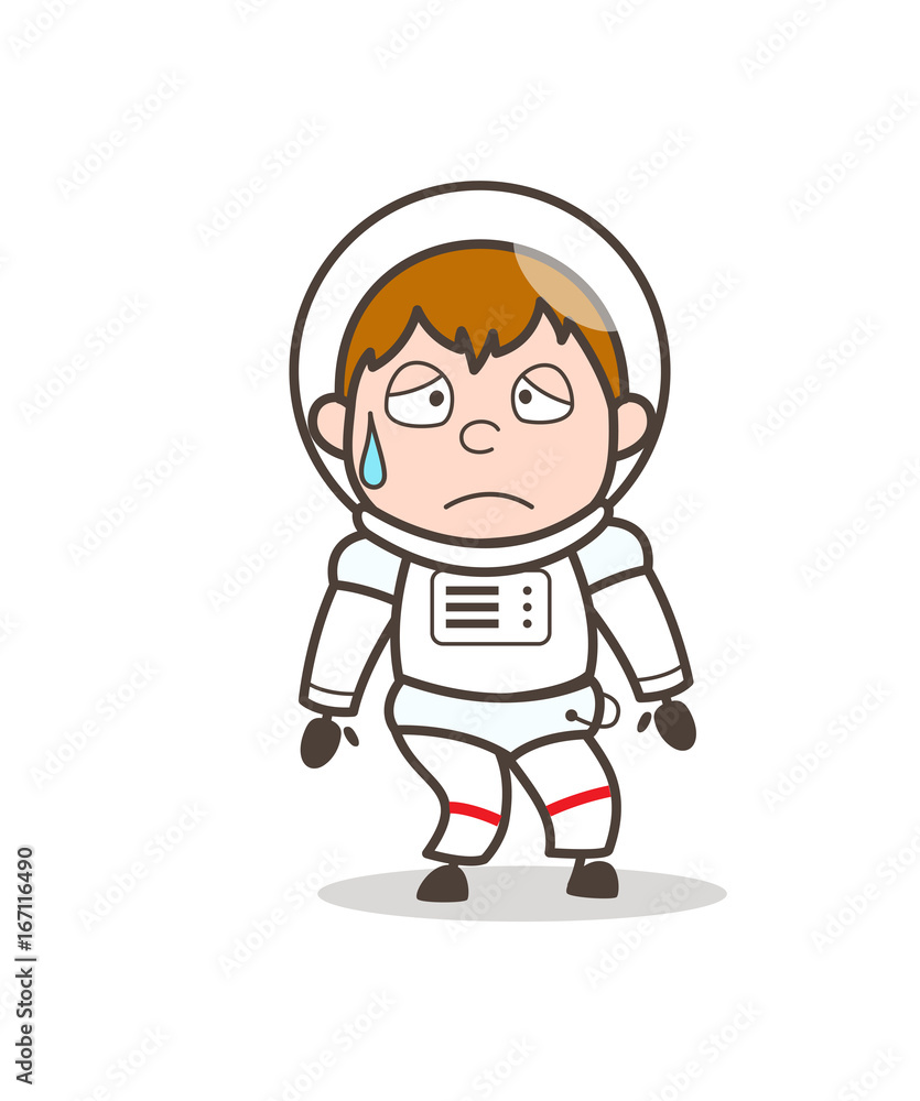 Cartoon Emotional Cosmonaut Face Expression Vector Illustration