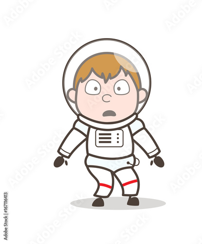 Cartoon Anguished Spaceman Face Expression Vector Illustration