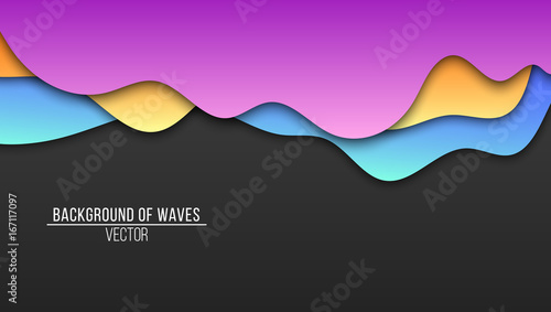 Abstract background of paper multicolored waves. Cardboard waves. Vector application with shadows. Modern design. Background, template for your project