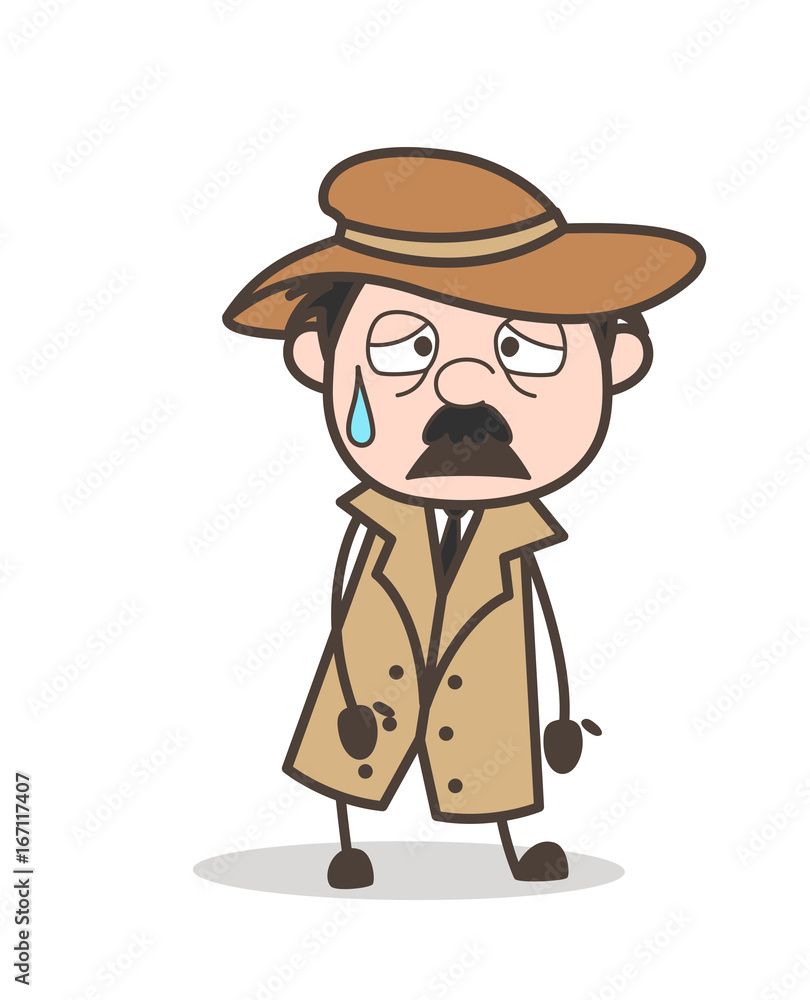 Cartoon Emotional Detective Face Expression Vector Illustration Cartoon Emotional Detective Face Expression Vector Illustration