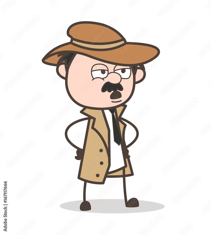 Cartoon Angry Detective Face Expression Vector Illustration Cartoon Angry Detective Face Expression Vector Illustration