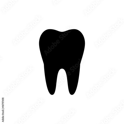 Tooth icon. Black, minimalist icon isolated on white background. Tooth simple silhouette. Web site page and mobile app design vector element. photo