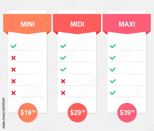 3 options vector infographics template with price