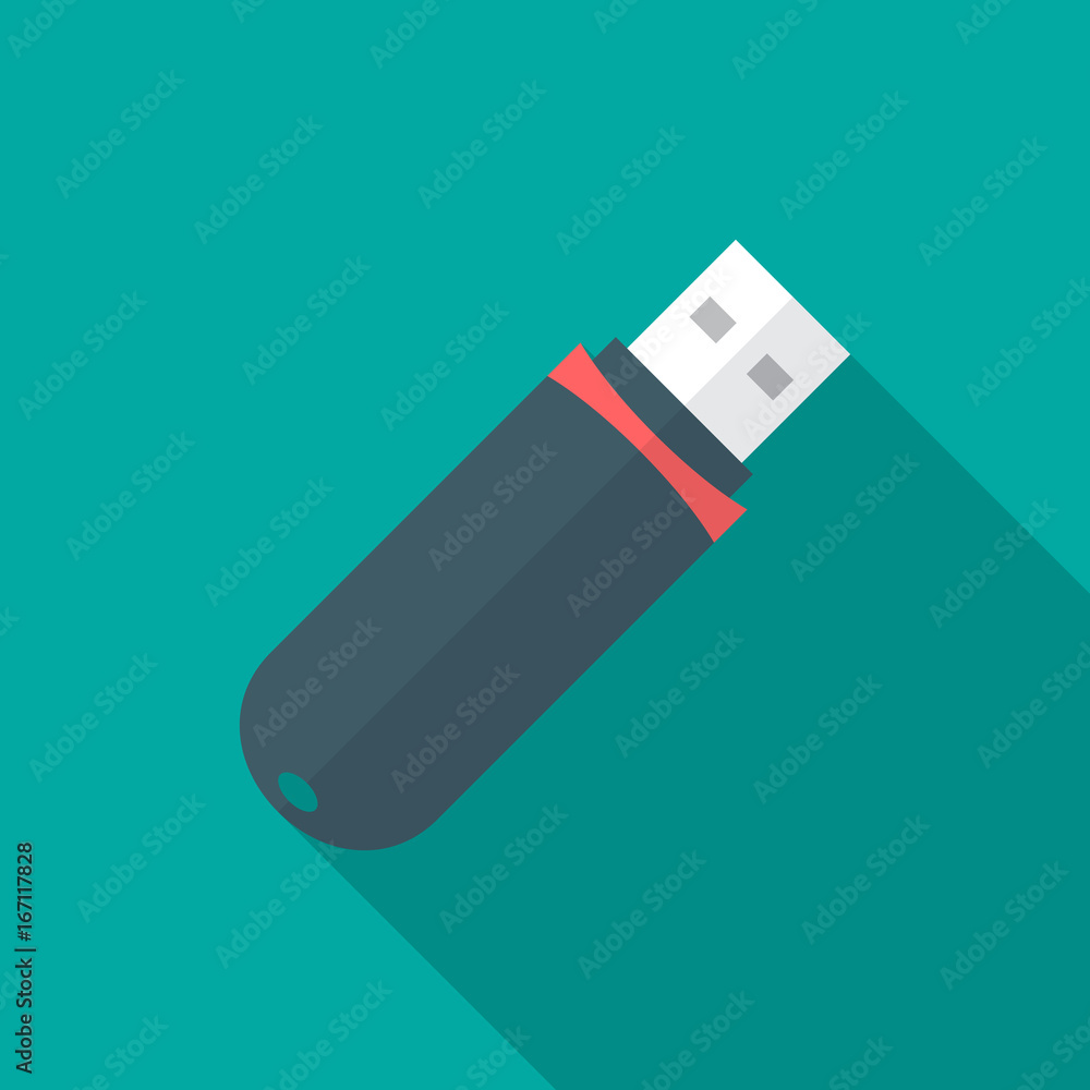 USB flash drive icon with long shadow. Flat design style. USB flash drive simple silhouette. Modern, minimalist icon in stylish colors. Web site page and mobile app design vector element. USB flash drive icon with long shadow. Flat design style. USB flash drive simple silhouette. Modern, minimalist icon in stylish colors. Web site page and mobile app design vector element.