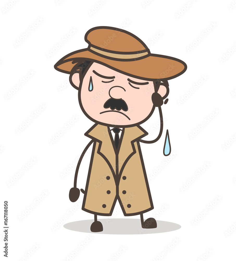 Cartoon Tired Detective Sweating Vector Illustration Cartoon Tired Detective Sweating Vector Illustration