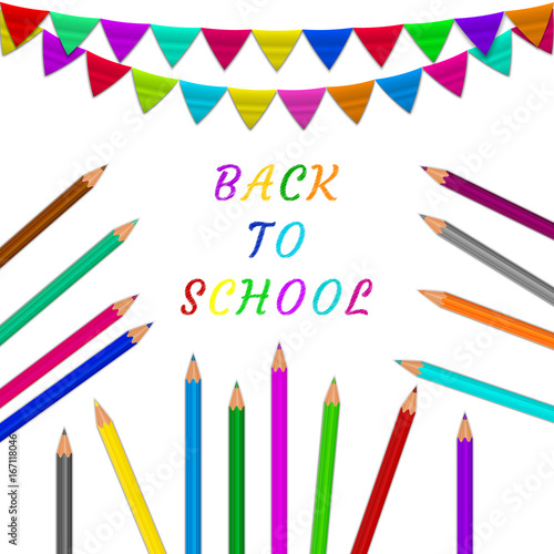 Pencils, flags, back to school