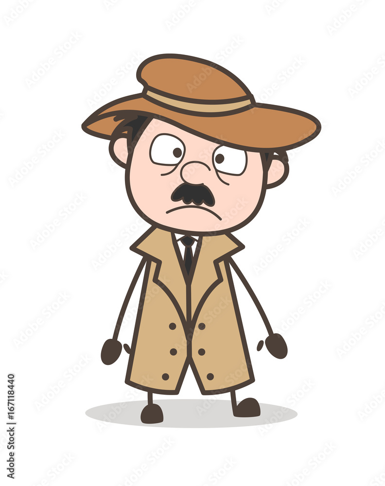 Cartoon Scared Detective Face Expression Vector Illustration Cartoon Scared Detective Face Expression Vector Illustration