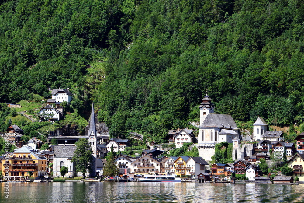 Attractive view of houses and building in Hallstatt