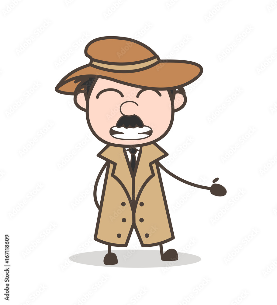 Cartoon Funny Detective Smiling Face Vector Illustration Cartoon Funny Detective Smiling Face Vector Illustration
