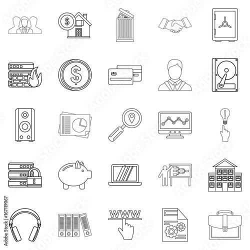 City man icons set, outline style